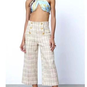 Tweed Wide Leg Cropped Pant